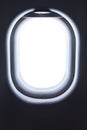 Closeup of empty aircraft`s porthole. Airplane window