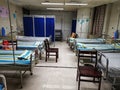 Closeup of bed ward at a hospital in wuhan city