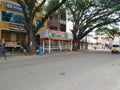 Closeup of Empty Bus Stand and road near Agrahara Dasarahalli, Magadi Road due to Covid 19 Lockdown in Bangalore