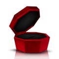 Closeup Empty Red Velvet Opened Jewelry Box Vector