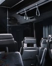 Closeup of an empty seat inside a bus