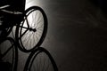 Closeup empty wheelchair on dark background