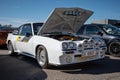 Closeup of engine details of classic rally car Opel Manta B2 400 in street Royalty Free Stock Photo