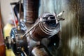 Closeup of the engine and spark plug with blurred background Royalty Free Stock Photo