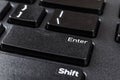 Closeup of enter key on a black computer keyboard. Distance learning, online work, business and shopping, confirm product order or Royalty Free Stock Photo