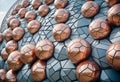 Closeup of the Epcot balls, geometric patterns with light and shadow effects Royalty Free Stock Photo