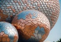 Closeup of the Epcot balls, geometric patterns with light and shadow effects Royalty Free Stock Photo