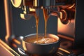 Closeup of an espresso coffe shot peing brewed. Generative ai Royalty Free Stock Photo