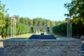 Closeup of an eternal flame burning at the entrance of the Brethren Cemetery in Riga, Latvia