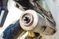 Closeup on exhaust of motobike Royalty Free Stock Photo