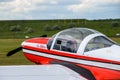 Closeup of a Extra EA-300 airplane model at Hangariada aeronautical festival show