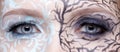 Closeup of eyezone bodyart