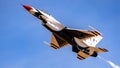 Closeup of F 16 USAF Thunderbird at Hill AFB. Ogden, Utah, USA.