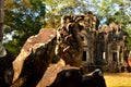 Closeup fa a Naga statue in the Angkor complex