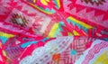 Closeup of fabric texture with colorful pattern Royalty Free Stock Photo