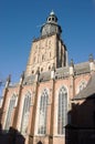 Closeup of the facade with the tower of the Walburgiskerk