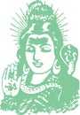 Drawing or Sketch of Blessing Lord Shiva Outline Illustration