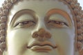Closeup face of a giant buddha statue