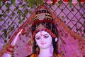 Closeup of face of Goddess Durga.