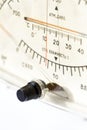 Closeup face of old combined barometer, hygrometer and thermometer device Royalty Free Stock Photo