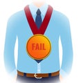 Closeup of a fail medal on a start up businessman