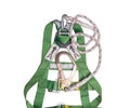 Closeup fall protection Hook harness and lanyard for work at heights