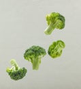 Closeup of fresh clean and wet broccoli against white background