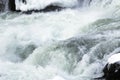 Closeup of the Falls at Great Falls in the Winter with Snow Covered Rocks Royalty Free Stock Photo