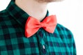 Closeup fashioned red bow