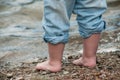 feet of child playing on the beach Royalty Free Stock Photo