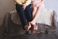 Closeup of feet of young couple Royalty Free Stock Photo