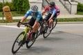 Closeup of female cyclists competing in an inaugural Lebanon Criterium bicycle races Royalty Free Stock Photo