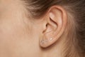 Female ear with earrings Royalty Free Stock Photo