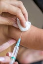 Closeup of female pediatrician vaccinating a baby in his arm wit Royalty Free Stock Photo