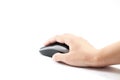 Closeup of a female's hand usiing a computer mouse Royalty Free Stock Photo