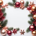 background, yall paper, christmas day, christmas tree, ball, rose gold color AI Genelate Royalty Free Stock Photo