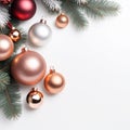 background, yall paper, christmas day, christmas tree, ball, rose gold color AI Genelate Royalty Free Stock Photo