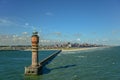 Closeup, Feu de Saint Pol at entrance of port, Dunkerque, France