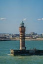 Closeup of Feu de Saint Pol, light tower, Dunkerque, France