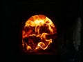 Closeup of fiery flames in an incinerator Royalty Free Stock Photo