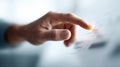 Closeup of a finger touching a screen, suggesting interaction, choice, and technology. Ideal for showcasing user interfaces, Royalty Free Stock Photo