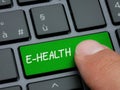 Closeup finger typing on e-health key on computer keyboard Royalty Free Stock Photo