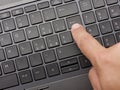 Closeup finger typing laptop keyboard Royalty Free Stock Photo