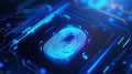 Closeup fingerprint scan for secure access, showcasing cuttingedge security technology