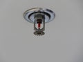 Closeup of Fire sprinkler install on white high ceiling