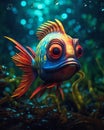 Closeup Fish Big Eye Saturated Color Depicted Deep Jungle Creatu Royalty Free Stock Photo