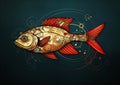 Closeup Fish Decorative Pattern Illustration Rusty Color Backgro