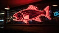 Closeup fish neon sign outdoors