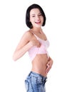 Closeup on fitness woman showing flat belly Royalty Free Stock Photo