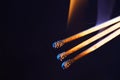 Closeup of flaming match sticks isolated on a dark background Royalty Free Stock Photo